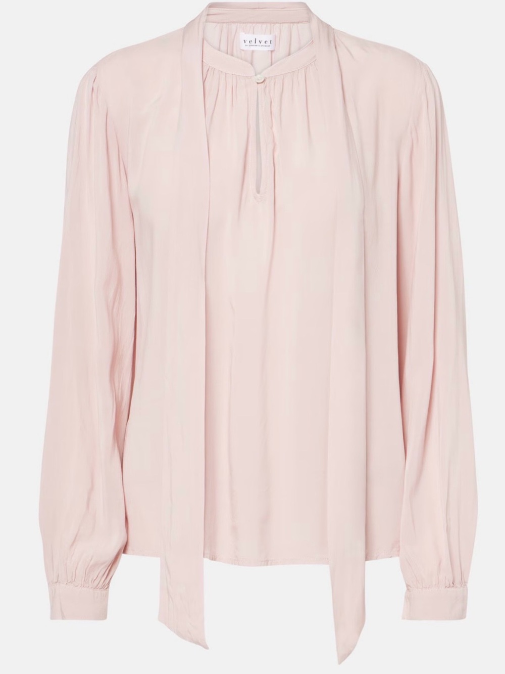 VELVET -NWT Gabrielle soft pink draped rayon challis blouse with tie